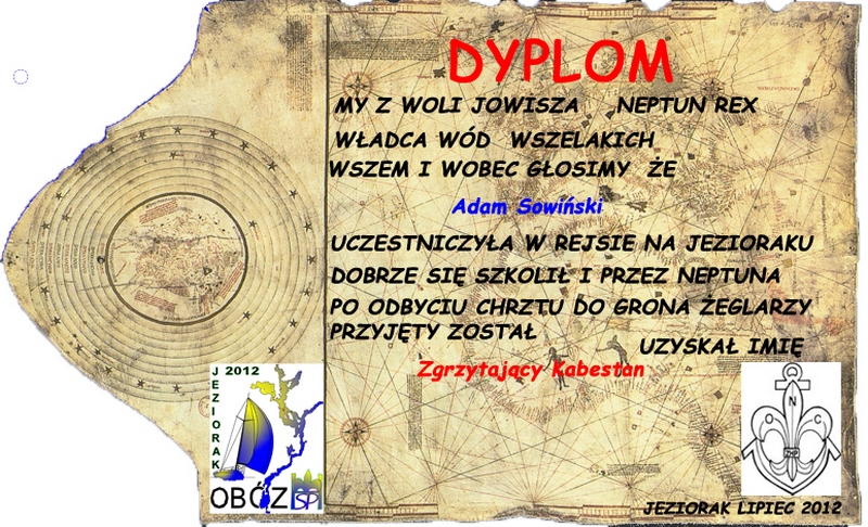 Dyplom prezentuje się ciekawie – zaprojektował i wykonał Komendant Obozu, Druh hm Krzysztof Poniedziałek